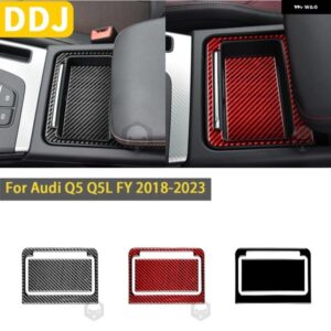 アウディ Q5 Q5L 2018-2023 アクセサリーカーボンインテリア中央制御ストレージ パネルカップホールドトリム ステッカー 装飾 カスタムパー