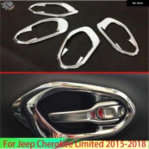 ジープ チェロキー リミテッド 2015-2018 カースタイリング アクセサリー ABS クローム光沢インナードアハンドルカバー キャッチボウルトリ