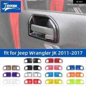ジープ インテリアアクセサリー ラングラー JK 2 ドア 2011-2017 車内側フロントドアハンドルボウル 装飾 カバー ステッカー カスタムパー