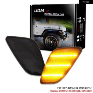 ジープ ラングラー TJ 1997-2006 アンバーフロントウィンカーランプ LED サイドフェンダーマーカー ライト OEM アンバーサイドマーカー と交