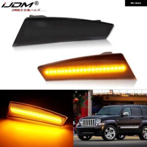 ジープ 2個 アンバーイエロー T10 12V サイドマーカー LED ライト チェロキー リバティ KK 2008-2012 フロントバンパー ウィンカーランプ ホ