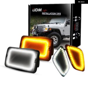 ジープ ラングラー アンバー ウインカー ライト ホワイト パーキング ライト サイド マーカー ライト とフロント バンパー DRL アセンブリ