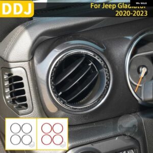 ジープ グラディエーター 2020-23 アクセサリーカーボン車内計器エアアウトレットリングトリム ステッカー 装飾 カスタムパーツ アクセサリ