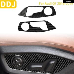 アウディ Q7 2016-19 アクセサリーカーボンカーインテリアシート調整パネルトリム ステッカー 装飾 カスタムパーツ アクセサリー 交換用部