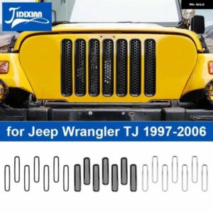 ジープ グリルメッシュフロントインサートレーシンググリル 装飾 カバー ラングラー TJ 1997-2006 車外装アクセサリー カスタムパーツ アク