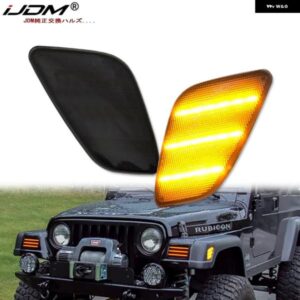 ジープ アンバー 3 列 LED ストリップ フロント フェンダー フレア サイド マーカー ライト 1997-2006 ラングラー TJ ターン シグナル ライ