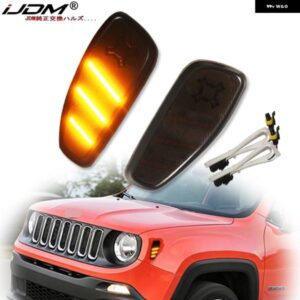 ジープ スモークレンズ アンバー LED 電球 フロント サイド マーカー ライト キット 2015 年以降 レネゲード OEM アンバー サイドマーカー