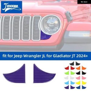 ジープ ラングラー JL グラディエーター JT 2024 2025 アップ車外装フロントレーシンググリルメッシュサイド 装飾 トリム カバー カスタム