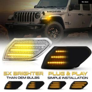 ジープ 2個 アンバー LED フロントバンパー サイドマーカー ウィンカーシーケンシャルウインカー ライト グラディエーター JT 2020-21 ラン