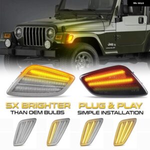 ジープ 2X フルアンバー LED フロントバンパー サイドマーカー ライト ウィンカーウインカー ランプ ラングラー TJ カーアクセサリー 1997-