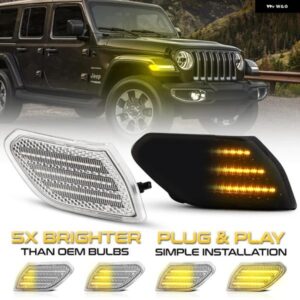 ジープ 2個 LED ダイナミックサイドマーカー ライト 信号ウインカー ランプ グラディエーター JT 2020-2021 ラングラー JL 2018-2021 カス
