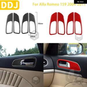 アルファロメオ 159 2004/11/01 アクセサリーカーボン車内ドアインナーハンドルステッカー カスタムパーツ アクセサリー 交換用部品 互換品