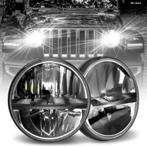 ジープ BITCUK 車 LED H4 7インチ カーアクセサリー HI/LO ビーム HALO DOT E9 4X4 7インチ LED ヘッドライト ラングラー TJ JK LJ CJ LADA