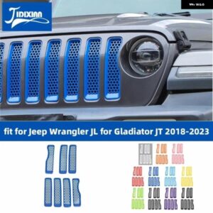 ジープ ラングラー JL グラディエーター JT 2018-23 フロントグリル メッシュ装飾カバー アクセサリー カスタムパーツ アクセサリー 交換用