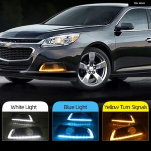 シボレー 点滅 LED デイタイム ランニングライト DRL フォグランプ マリブ 2011-15 黄色ウィンカー カスタムパーツ アクセサリー