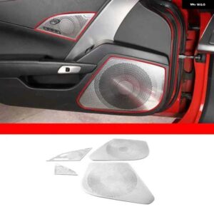 シボレー 2014-2019 コルベット C7 Z06 ステンレス カースタイリングドアスピーカーグリル ステッカー インテリア アクセサリー カ