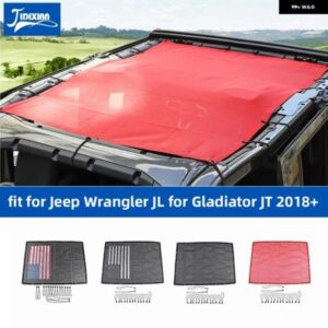 ジープ ラングラー JL グラディエーター JT 4 ドア 2018 アップ 車トップ サンシェード カバー メッシュ ルーフ 日焼け止め 断熱ネット カ
