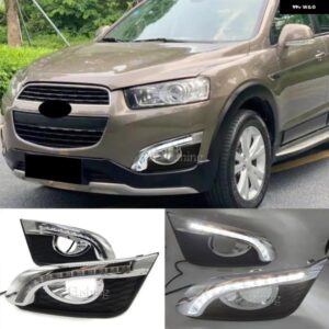 シボレー 車 LED デイタイム ランニングライト キャプティバ 2014-18 デイライト ホワイト DRL フォグランプ カバー カスタムパ