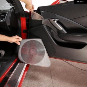 シボレー コルベット C7 2014-2019 ステンレス ドアスピーカーネット装飾カバー インテリア ステッカー カーアクセサリー カスタムパー