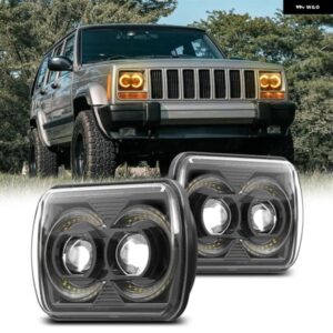 ジープ 5X7インチ 7X6インチ LED ヘッドライト DRL ウィンカー HI-LO ビーム LED ヘッドランプ ラングラー YJ チェロキー XJ 日産 240SX ト