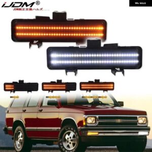 シボレー 2個 フロントバンパー シーケンシャルアンバーウィンカーライト アセンブリ 83-93 S10/ GMC S15 ホワイト LED D