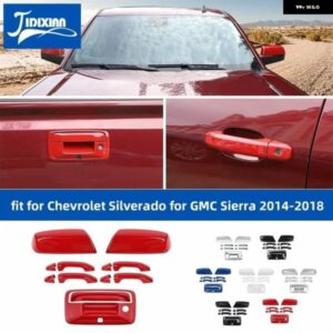 シボレー ドアテールドアハンドルバックミラー 装飾シェルカバー シルバラード GMC シエラ 2014-18 カスタムパーツ アクセサリー 交換用