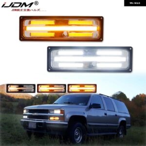 シボレー 2個 フロントバンパー シーケンシャルアンバーウィンカーライト アセンブリ GMC C/K 1500/2500/3500 トラックホワイ