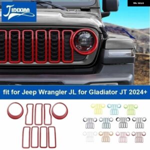 ジープ ラングラー JL グラディエーター JT 2024 2025 アップ車 外装 フロントヘッドライト ランプ レーシンググリル 装飾カバー カスタム