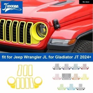 ジープ ラングラー JL グラディエーター JT 2024 2025 車 外装 フロントヘッドライト ランプ レーシンググリル 装飾カバー カスタムパーツ