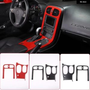 シボレー ABS レッド/カーボン コルベット C6 2005-2013 中央コントロールパネル カバー 装飾ステッカー カーアクセサリー カスタ