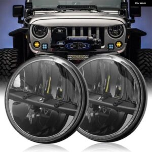 ジープ 2X 7インチ LED オートヘッドライト HI/LOW H4 カーライト JK TJ オフロードディフェンダー ハマー 4X4 スズキ サムライ ヘッドラン