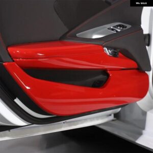 シボレー ABS 赤 コルベット C8 スティングレイ Z51 Z06 2020-2023 ドアアンチキックパネル カバー トリム ステッカー カ