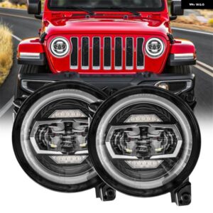ジープ 9インチ 丸型 LED ヘッドライト HALO DRL ウィンカーヘッドランプ ラングラー JL JLU サハラ ルビコン 2018-2022 カスタムパーツ ア