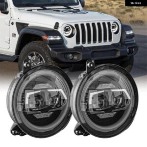 ジープ 9インチ ラウンド LED ヘッドライト ラングラー JL 2018 2019 2020 ハイロービーム HALO DRL ウィンカーヘッドランプ 付き カスタム