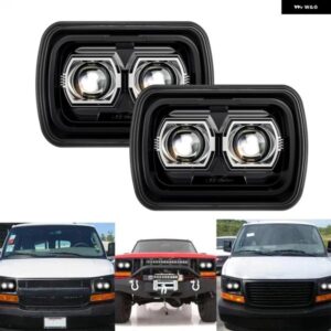 ジープ 5X7インチ 7X6インチ 長方形 LED ヘッドライト DRL ハイロービーム ラングラー YJ チェロキー XJ トヨタ 日産 GMC フォード カスタ