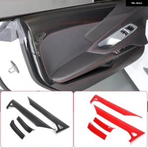 シボレー コルベット C8 2020-2023 ABS カーボン/レッド車内ドアパネル 装飾カバー カーアクセサリー カスタムパーツ アクセサリー