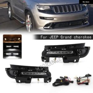 ジープ LED DRL デイタイム ランニングライト グランドチェロキー SRT8 2012-16 フォグランプ カバー ヘッドライト カーアクセサリー カス