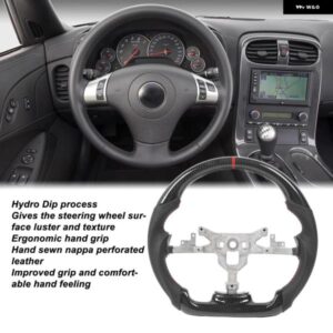 シボレー ハイドロディップカーボンルックステアリングホイール パンチングレザーフラットステアリングホイール コルベット C6 2006-2013