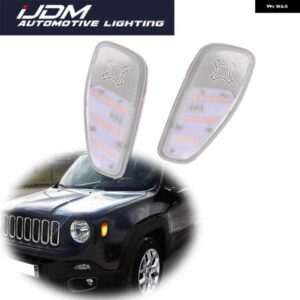 ジープ レネゲード 2015-23 アンバー/ホワイト LED フロントフェンダー サイド マーカー ウィンカーライト