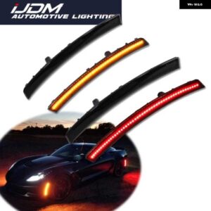 シボレー 2014-2019 コルベット C7 スモークレンズ フロントアンバーリアレッド LED サイド マーカー ウィンカーライト フェンダー