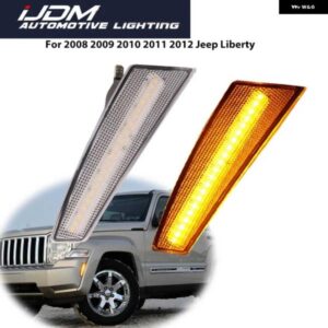 ジープ 2008-2012 リバティアンバー/ホワイト LED フロントバンパー サイド マーカー ウィンカーライト 運転/パーキング灯フェンダー フレアランプ