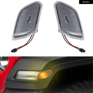 ジープ 2個 車 LED フェンダー マーカー ライトフロントサイド マーカー アンバーライトラングラー JL 2018-22
