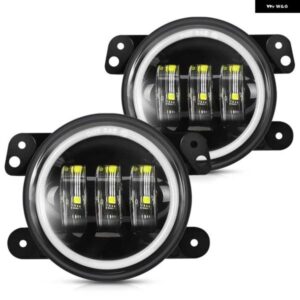ジープ 4インチ LED ラウンド フォグランプ デイランニングライト + ウィンカーライト アングルアイ付き ラングラー JK 2007-2018用
