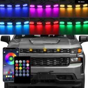 シボレー 3個 フロント車グリル LED ライトグリル トリムスモークレンズ シルバラード 1500 2016-21