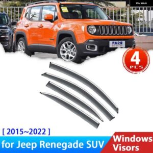 ジープ サイドウィンドウ バイザー レネゲード 2015 2023 5 ドア SUV ディフレクター雨眉ガードサンバイザーウィンドシールド