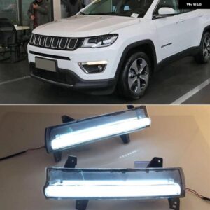 ジープ 1ペア 12V LED カー DRL コンパス 2017-20 デイタイム ランニングライト フォグランプ 黄色ウィンカーライト付き
