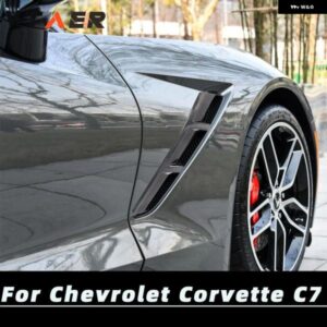 シボレー コルベット C7 2014-2018 ABS カーボンプリントフロントホイールフェンダーシャントエアアウトレットトリム 2個
