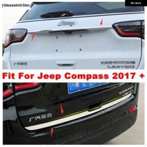 ジープ ステンレス リア トランク テールゲート ドアハンドルアップ ボトム ストリップ カバー トリム コンパス 2017 - 2022 エクステリア