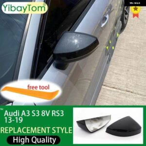 アウディ A3 S3 8V RS3 バックミラー カバー キャップシェル ハウジング ドアサイド ウイング ミラー カバー カーアクセサリーブラック