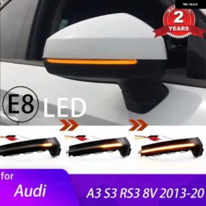 アウディ 2X A3 S3 8V RS3 2014-16 2019 2020 ダイナミックウィンカー ライト点滅ウォーターサイドミラー インジケーター ウインカー